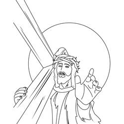 Jesus with raised hand and glowing halo coloring page