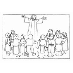 Jesus ascending to heaven before his apostles coloring page