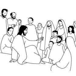 Jesus teaching a crowd of followers coloring page