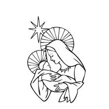 Mary holding baby Jesus coloring page
