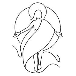 Jesus resurrected with a halo coloring page
