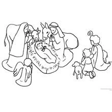 Jesus in the Nativity scene manger coloring page