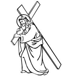 Jesus carrying his cross coloring page