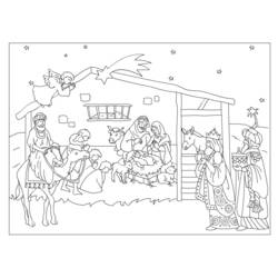 Jesus in the nativity scene with the Three Kings coloring page