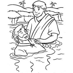 Jesus baptized in the river coloring page