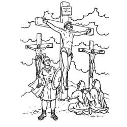 Jesus crucified on the cross coloring page