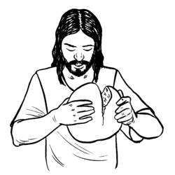 Jesus breaking bread coloring page