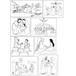 Scenes from the life of Jesus coloring page