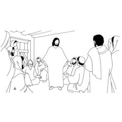 Jesus teaching a gathered crowd coloring page