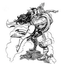 Sif and Thor sharing an embrace coloring page