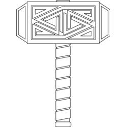 Mjolnir hammer with geometric pattern coloring page