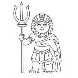 Smiling Poseidon with decorated headpiece coloring page