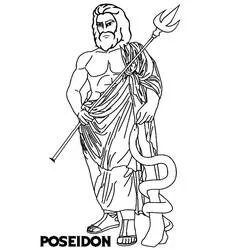 Poseidon standing with his trident coloring page