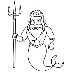 Spiky-crowned Poseidon with closed fist coloring page
