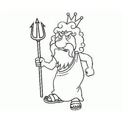 Stern Poseidon in tunic and sandals coloring page