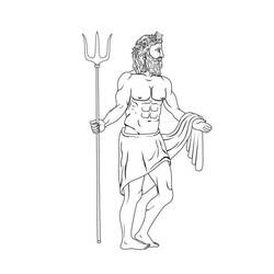 Poseidon with leaf crown and cape coloring page