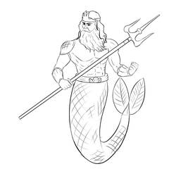 Poseidon with armored shoulder pieces coloring page