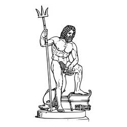 Poseidon wielding his trident coloring page