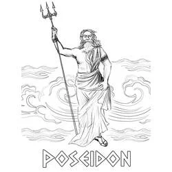 Poseidon, god of the seas coloring page