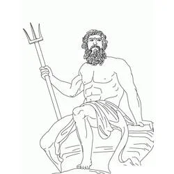 Poseidon seated with trident coloring page