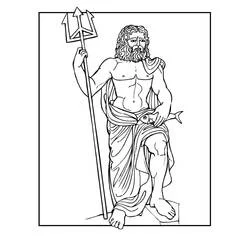 Classical Poseidon with draped garments coloring page