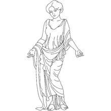 Venus draped in a flowing toga coloring page