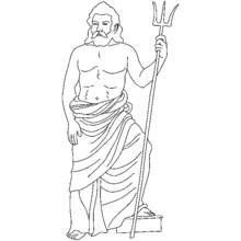 Neptune holding his trident coloring page
