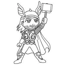 Thor holding his hammer high coloring page