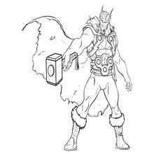 Thor with curved horns and fur-trimmed boots coloring page