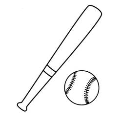 Baseball bat and ball coloring page