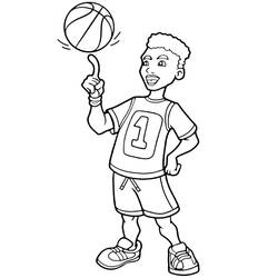 Basketball player spinning the ball on his finger coloring page