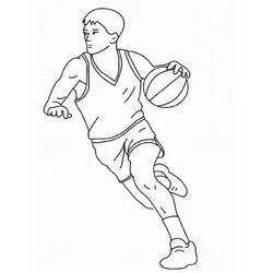 Basketball player dribbling the ball coloring page
