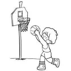 Little boy shooting a basketball coloring page