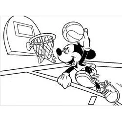 Mickey Mouse playing basketball coloring page