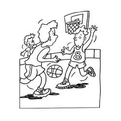 Basketball match on the playground coloring page