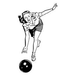 Woman bowling coloring page