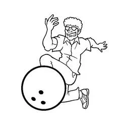 Man playing Bowling with a strike pose coloring page