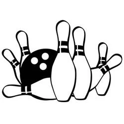 Bowling ball crashing into pins coloring page