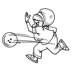 Woman bowling with dynamic throw coloring page