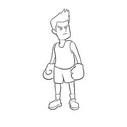 Angry boxer standing ready coloring page