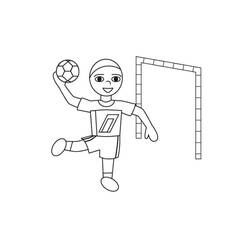 Boy celebrating with handball raised high coloring page