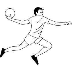 Handball player jumping to throw the ball coloring page
