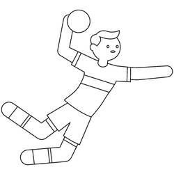 Handball player jumping with ball coloring page