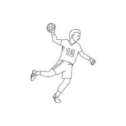Handball player jumping with the ball coloring page