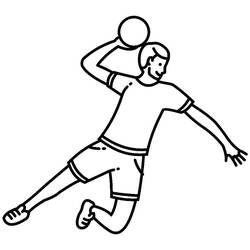 Handball player jumping to shoot coloring page