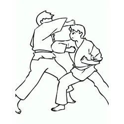 Karate fighters exchanging a punch coloring page
