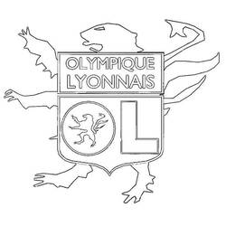 Lyon FC badge with lion on top coloring page