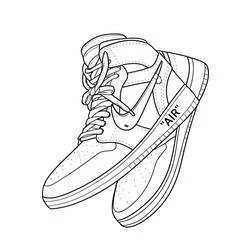 Nike high-top sneakers with laces coloring page