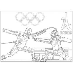 Fencing duel at the Olympic Games coloring page