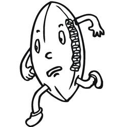 Cartoon rugby ball running with arms and legs coloring page
